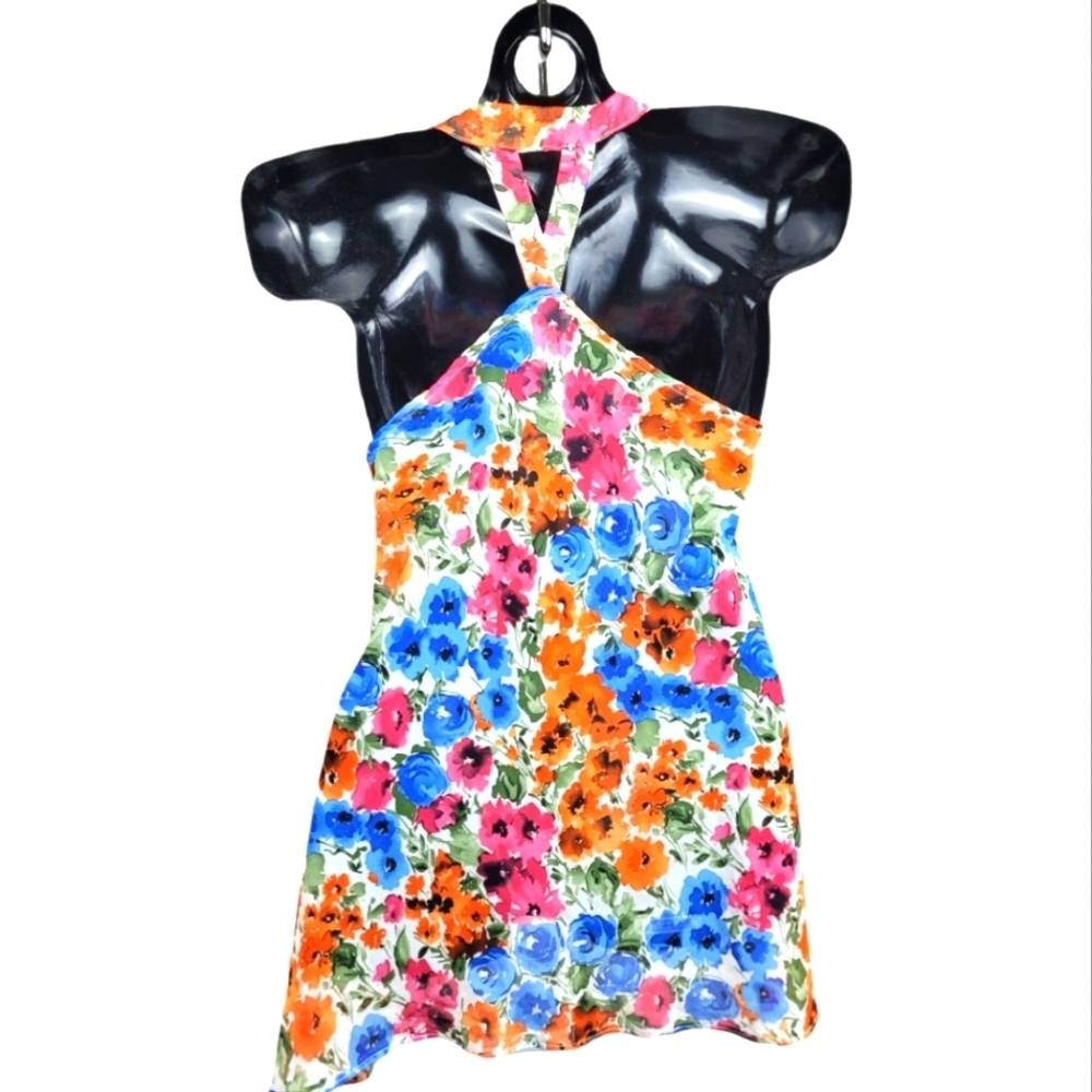 POETRY Flowy Spring Floral Print Hi-Lo Racerback Front Ruffle Top - Picture 11 of 11
